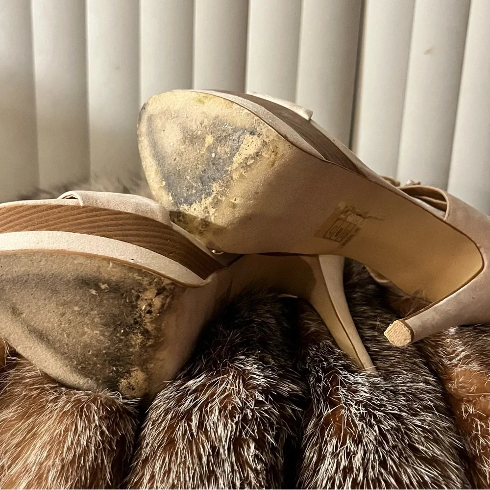 JustFab Nude Lace-Up Platform Heels - Picture 5 of 5